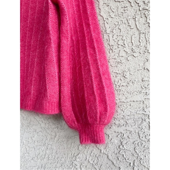 SEZANE Pink Wool Kid Mohair Fancy Knit Balloon Sleeve Sweater Aretha Jumper XS/S - Picture 12 of 17